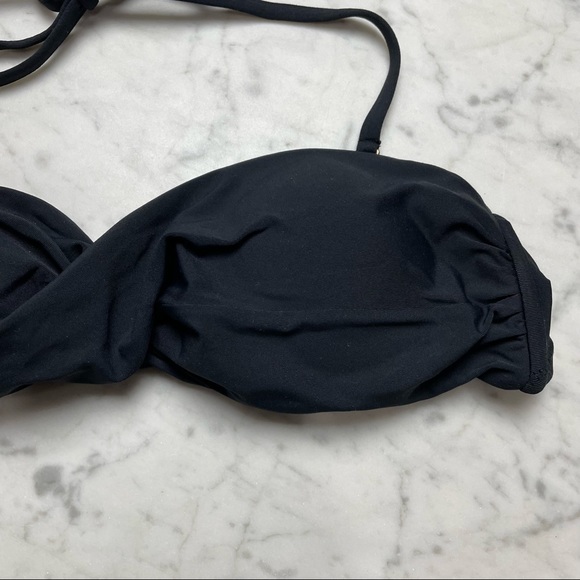 ALLIHOP Black Twist-Front Halter Swimsuit Bathing Suit Top - Picture 2 of 7